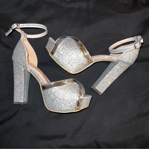 Silver Glittered High Heels
